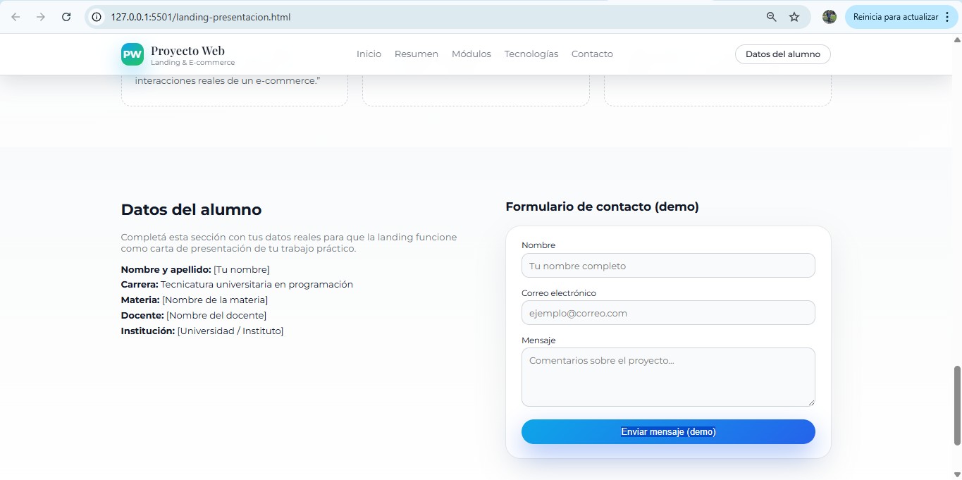 Ejemplo de Landing Page profesional